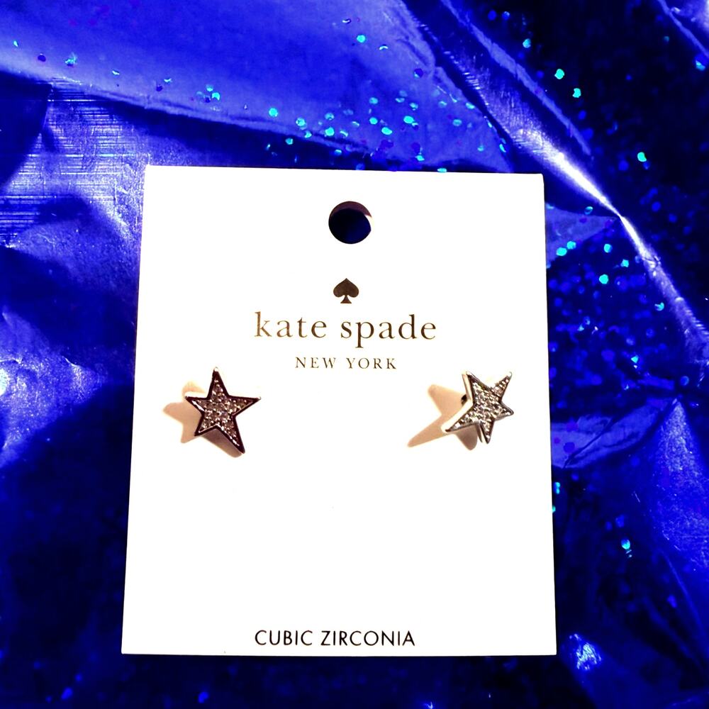 Kate Spade You’re a Star Stud Earrings Silver CZ KJ988 NWT - Picture 3 of 4